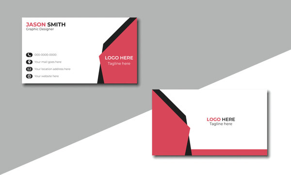 Elegant, creative, and clean business card- red and black visiting card, minimal design business card mockup