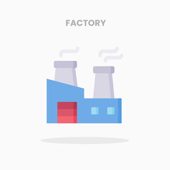 Factory icon flat. Vector illustration on white background. Can used for web, app, digital product, presentation, UI and many more.
