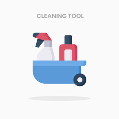 Cleaning Tool icon flat. Vector illustration on white background. Can used for web, app, digital product, presentation, UI and many more.