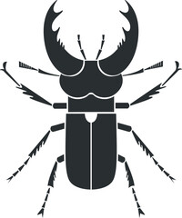 Stag beetle  insect logo. Decorative ornate icon design. Geometric insect illustration in flat style