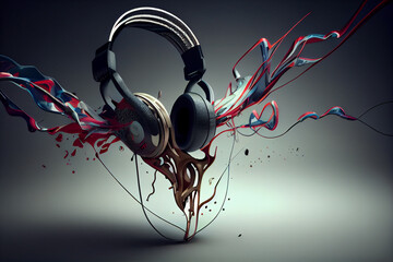 The feeling of Music flowing out of Headphones. generative AI