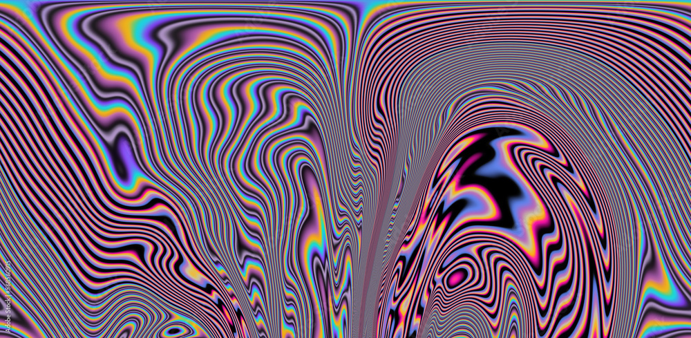Aufkleber Abstract psychedelic colorful background with warped and distorted lines. 