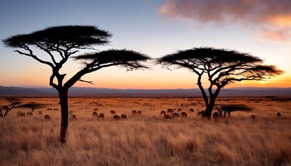 Spectacular Serengeti Sunset - obrazy, fototapety, plakaty