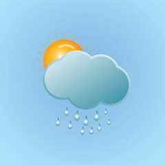 Weather forecasts Vector Illustration Icon and Illustration with sun,  raining, and cloud
