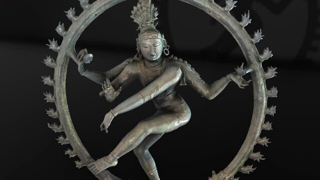 Nataraja Shiva as the Lord of Dance - Zoom in- 3d animation model on a black background