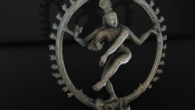 Nataraja Shiva as the Lord of Dance - Zoom out- 3d animation model on a black background