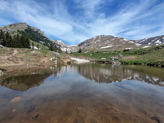 Fototapeta premium Alpine meadow in the mountains - springtime