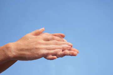 Close up on hygienic hand washing