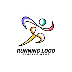Running Logo Design with Colorful Minimalist Runner Pose Concept.