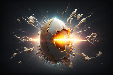 Lightning bolts blasting out of an egg