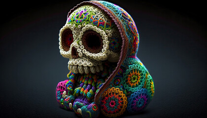 Dia de los muertos, 06. Cinco de Mayo series, Colorful mexican culture traditional skull. Day of the dead, Generative AI