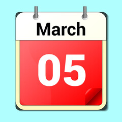 day on the calendar, vector image format, March 05