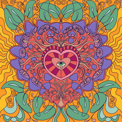 Magic mushrooms psychedelic. Vector illustration. 