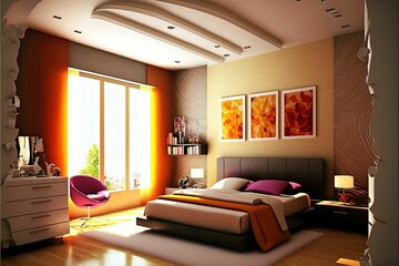 Obraz premium Beautiful bedroom interior. Bedroom ideas.