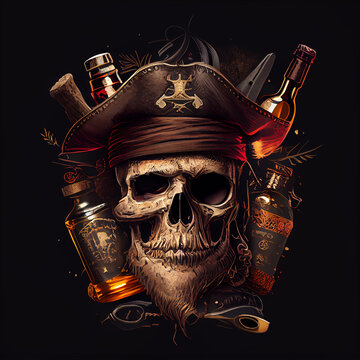 rum bottle pirate skull