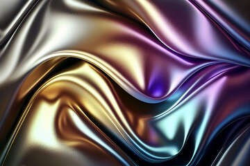 Fototapeta premium Beautiful desktop background/wallpaper with colorful abstract metallic rainbow shapes, post-processed generative ai