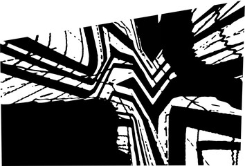 Black and white grunge texture abstract geometric shape png