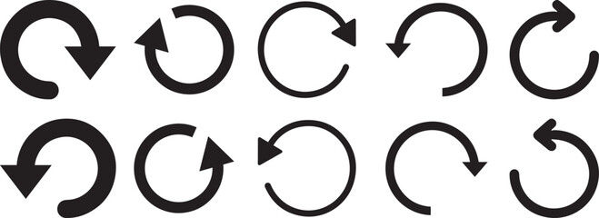 Refresh  icon vector, reload icons set isolated on white background. Refresh sign, reload sign. Circular arrows. Vector illustration. 