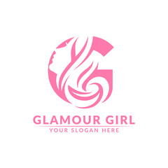 Abstract Initial Letter G Logo Design Combined with Girl Face Concept.