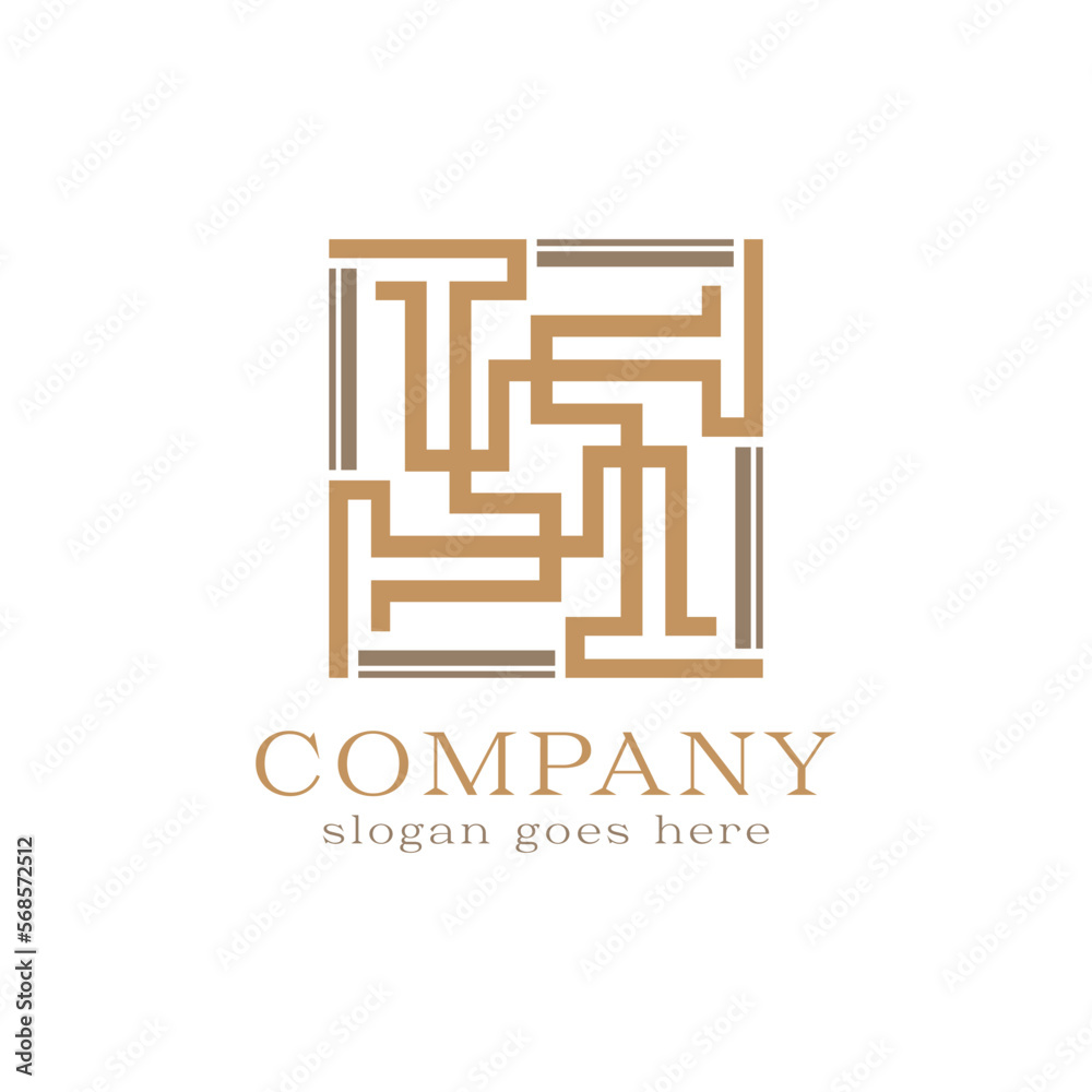 Poster abstract initial letter t monogram logo design which forms a square concept.
