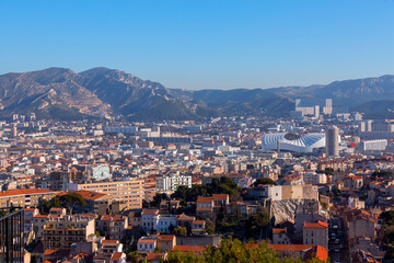Obraz premium Aerial view of the city of Marseille on a sunny winter day