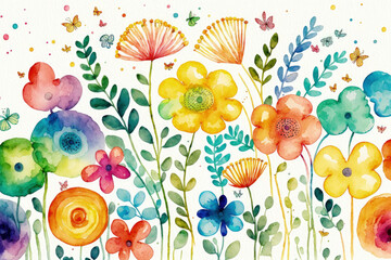 Lamas personalizadas con tu foto Seamless watercolor flower rainbow design. Rainbows, butterflies, and adorable, vibrant spring flowers on a white backdrop. the hues yellow, coral, green, and blue. fanciful floral pattern. wallpaper