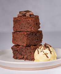 Macro food photography of brownies, dessert, chocolate, cocoa, bake, bakery, baking, pastry, sweet