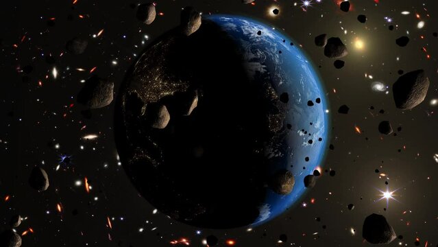 Asteroids hitting planet earth