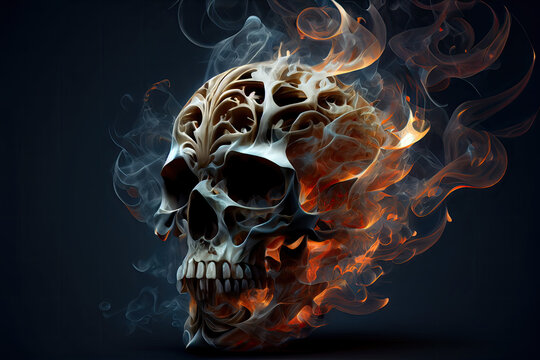 skulls with flames wallpaper