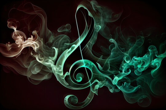 Musical note, solfeggio made of smoke - By Generative AI