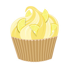 Lemon cake with yellow cream and filling.