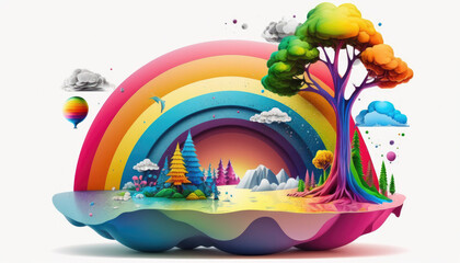 A colorful rainbow landscape, Generative Ai