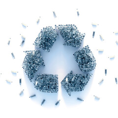 Recycle symbol made by infinite plastic bottles; original 3d rendering illustration - 568578758