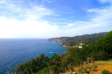 view of the typical landscape of Costa Brava with cliffs at the sea that gives its name, 