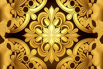 vintage seamless golden pattern. Generative AI