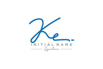 Initial KE signature logo template vector. Hand drawn Calligraphy lettering Vector illustration.