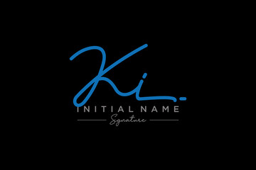 Initial KI signature logo template vector. Hand drawn Calligraphy lettering Vector illustration.