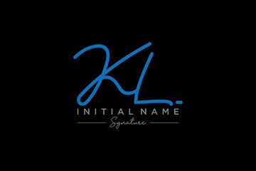 Initial KL signature logo template vector. Hand drawn Calligraphy lettering Vector illustration.
