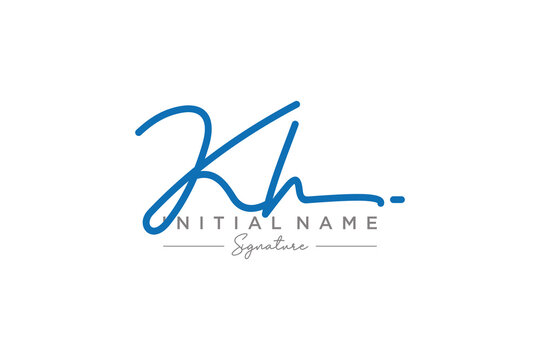 Initial KH signature logo template vector. Hand drawn Calligraphy lettering Vector illustration.