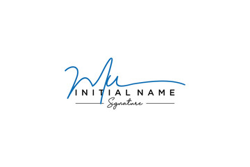 Initial MU signature logo template vector. Hand drawn Calligraphy lettering Vector illustration.