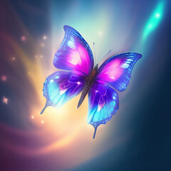 Obraz na płótnie Canvas Generative AI: magic butterfly with delicate colors
