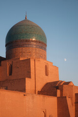 minaret of the mosque and moon