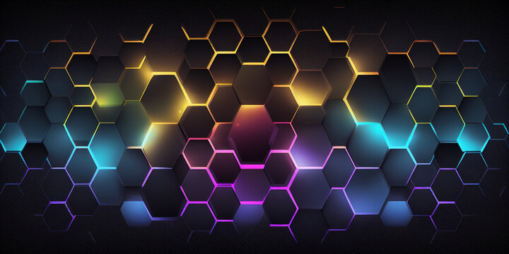 Hexagon hologram seamless, Generative AI