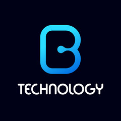 Letter B technology vector template. This alphabet is suitable for industrial, network or connect business.