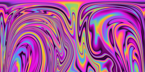Op-art pattern with holographic gasoline like stains and leaks. Rainbow multicolored abstract background.