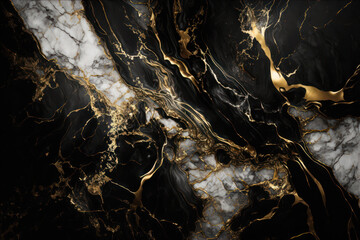 Obraz na płótnie Canvas Gold and black marbe background, stone texture, design backdrop, generative ai