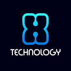 Letter X technology vector template. This alphabet is suitable for industrial, network or connect business.