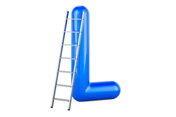 Kids ABC, Letter L with ledder. 3D rendering