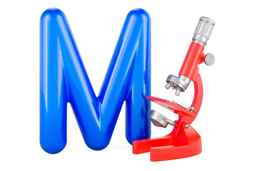 Kids ABC, Letter M with microscope. 3D rendering