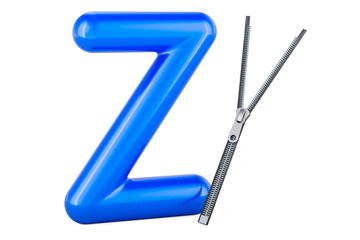 Kids ABC, Letter Z with zipper. 3D rendering